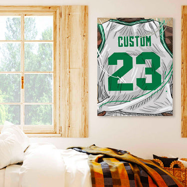 Boston Celtics Jersey Custom Canvas Print Wall Art for Boy Girl Men Women Basketball Personalized Canvas Art
